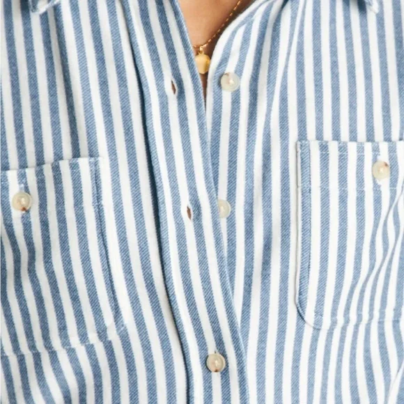 FAHERTY Legend sweater shirt navy blazer stripe medium $168 SUPER SOFT - Picture 4 of 10